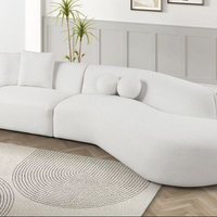 Modern Beige Sectional – Compact Comfort with Unique Round & Square Pillows