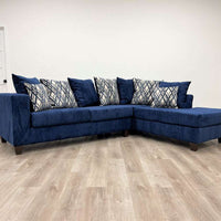 Dove L-Shaped Sectional w/Left Arm Chaise, Thick Blue Fabric