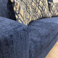 Dove L-Shaped Sectional w/Left Arm Chaise, Thick Blue Fabric
