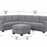 Thomasville Emilee Fabric Sectional with Storage Ottoman. Grey