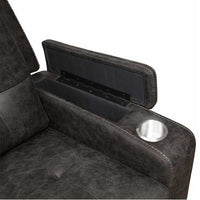 Cambrell Fabric Power Recliner, Brown, Power Footrest & Power Headrest, Storage console in arms