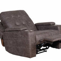 Cambrell Fabric Power Recliner, Brown, Power Footrest & Power Headrest, Storage console in arms