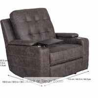 Cambrell Fabric Power Recliner, Brown, Power Footrest & Power Headrest, Storage console in arms