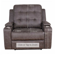 Cambrell Fabric Power Recliner, Brown, Power Footrest & Power Headrest, Storage console in arms