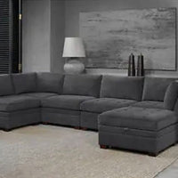 Thomasville Tisdale Modular Fabric Sectional with Storage Ottoman, Gray, BACK IN STOCK!