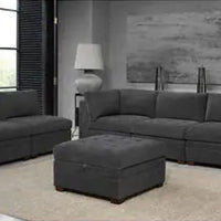 Thomasville Tisdale Modular Fabric Sectional with Storage Ottoman, Gray, BACK IN STOCK!