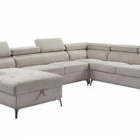 Blaise Fabric Sectional with Storage Chaise, Gray