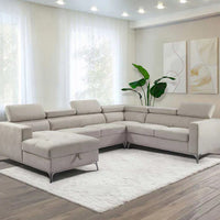 Blaise Fabric Sectional with Storage Chaise, Gray