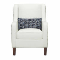 Mila Fabric Accent Chair, Cream, Solid Wood Legs