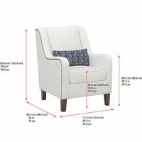 Mila Fabric Accent Chair, Cream, Solid Wood Legs