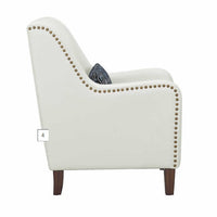 Mila Fabric Accent Chair, Cream, Solid Wood Legs