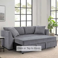 Thomasville Marion Fabric Convertible Sofa, Grey, Solid Wood legs