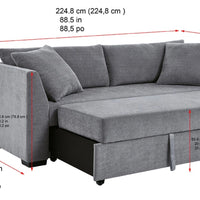 Thomasville Marion Fabric Convertible Sofa, Grey, Solid Wood legs