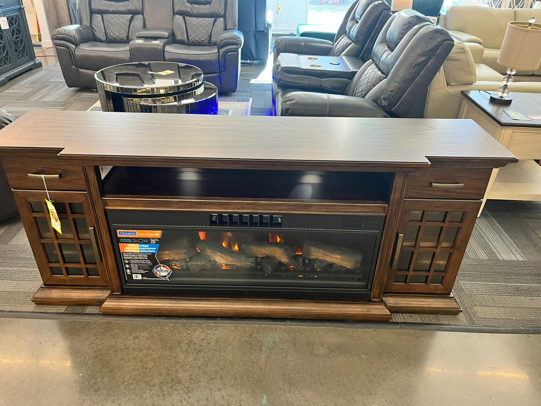 Tresanti Bennson TV Console with Classicflame Coolglow 2-In-1 Electric Fireplace and Fan