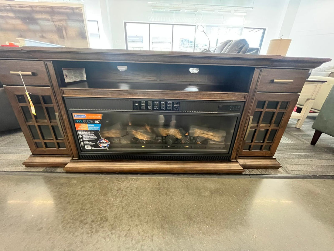 Tresanti Bennson TV Console with Classicflame Coolglow 2-In-1 Electric Fireplace and Fan