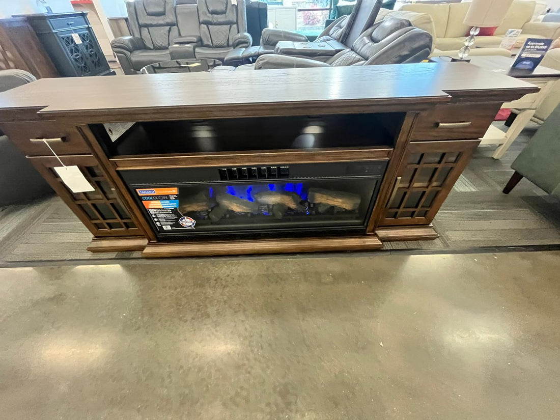 Tresanti Bennson TV Console with Classicflame Coolglow 2-In-1 Electric Fireplace and Fan