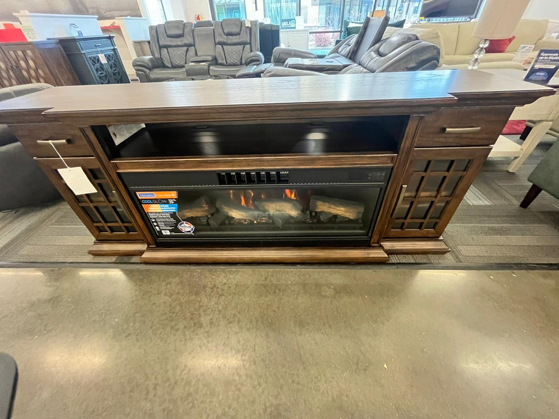 Tresanti Bennson TV Console with Classicflame Coolglow 2-In-1 Electric Fireplace and Fan
