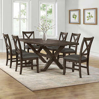 Blakely 7-piece Dining Table Set, Brown finish