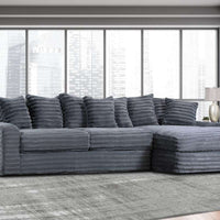 Julia Chocolate/Onyx Black/Fog/Navy Blue/Charcoal Gray L-Shaped Oversized Sectional w/Extra thick reversible seat-back cushions