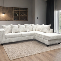 Right chaise Corduroy Fabric Sectional Black / Gray / Chocolate