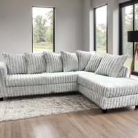 Right chaise Corduroy Fabric Sectional Black / Gray / Chocolate