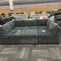 Thomasville Tisdale Modular Fabric Sectional with Storage Ottoman, Gray, BACK IN STOCK!