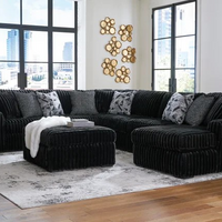 5-Piece Living Room Set – 4PC Sectional with Center Ottoman