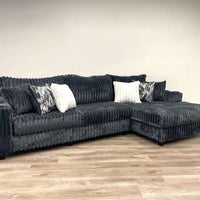 BLACK/CHARCOAL Oversized L-Shaped Sectional w/stainless steel cupholders & extra thick reversible cushions