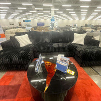 Oversized Double Chaise Sectional w/Extra thick reversible seat-back cushions, Black