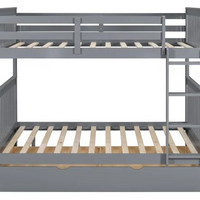 314 White/Black/Gray Full Bunk Bed w/ Trundle – Solid Wood & Full Slats (PRE-ORDER)