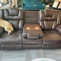 Party Time 3PCS POWER RECLINING LIVING ROOM SET, W/LED, WIRELESS CHARGER, BLUETOOTH SPEAKERS, Brown