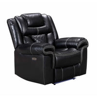 Party Time 3PCS POWER RECLINING LIVING ROOM SET, W/LED, WIRELESS CHARGER, BLUETOOTH SPEAKERS, Black