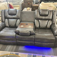 Party Time 3PCS POWER RECLINING LIVING ROOM SET, W/LED, WIRELESS CHARGER, BLUETOOTH SPEAKERS, Gray