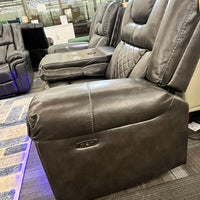 Party Time 3PCS POWER RECLINING LIVING ROOM SET, W/LED, WIRELESS CHARGER, BLUETOOTH SPEAKERS, Gray