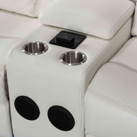 Party Time 3PCS POWER RECLINING LIVING ROOM SET, W/LED, WIRELESS CHARGER, BLUETOOTH SPEAKERS, White