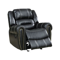 Aren Faux Leather Black Recliner Chair, Manual Push Button Recliner & Adjustable Lumbar Support