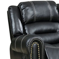 Aren Faux Leather Black Recliner Chair, Manual Push Button Recliner & Adjustable Lumbar Support