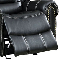 Aren Faux Leather Black Recliner Chair, Manual Push Button Recliner & Adjustable Lumbar Support