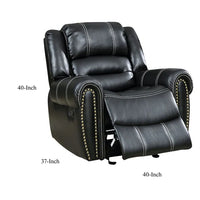 Aren Faux Leather Black Recliner Chair, Manual Push Button Recliner & Adjustable Lumbar Support