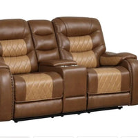 OVERSIZED 2-Tone Brown 3PC Reclining Set, Sofa w/ Drop Down Table with Cupholders & Power Box - Loveseat with Storage Console - Rocking Chair )/ PRE-ORDER