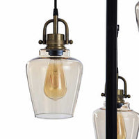 Basia 3-Light Floor Lamp, Base Color: Gold, Nickel or black with Antique Brass accents, 3 LED Edison Bulbs & 4-way Column Switch
