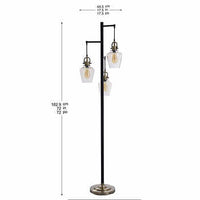 Basia 3-Light Floor Lamp, Base Color: Gold, Nickel or black with Antique Brass accents, 3 LED Edison Bulbs & 4-way Column Switch
