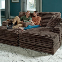 Comfrey Chocolate/Gray OVERSIZED Double Chaise Sofa
