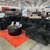 SEASONS 5PC Sectional BLACK /BEIGE OVERSIZED SECTIONAL w/Reversible Back-Seat Cushions **COMING MARCH 5TH **