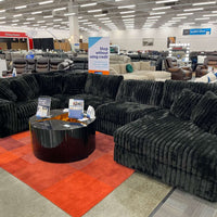 SEASONS 5PC Sectional BLACK /BEIGE OVERSIZED SECTIONAL w/Reversible Back-Seat Cushions **COMING MARCH 5TH **