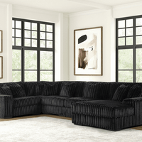 SEASONS 5PC Sectional BLACK /BEIGE OVERSIZED SECTIONAL w/Reversible Back-Seat Cushions **COMING MARCH 5TH **