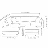 Drayden Fabric Sectional with Ottoman, Solid Wood Legs, Sinuous Spring Seat Support & Pocket Coil Seat Cushion