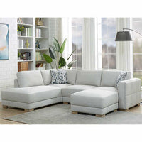 Drayden Fabric Sectional with Ottoman, Solid Wood Legs, Sinuous Spring Seat Support & Pocket Coil Seat Cushion
