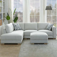 Drayden Fabric Sectional with Ottoman, Solid Wood Legs, Sinuous Spring Seat Support & Pocket Coil Seat Cushion