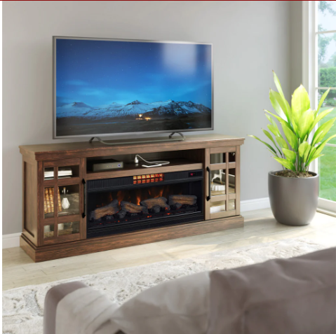 Tresanti Bennson TV Console with Classicflame Coolglow 2 In 1 Electric Fireplace and Fan